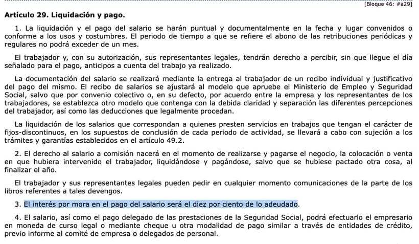 artículo 29.3 del Estatuto de los Trabajadores