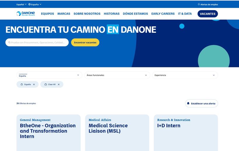 ofertas de empleo en el portal web de Danone