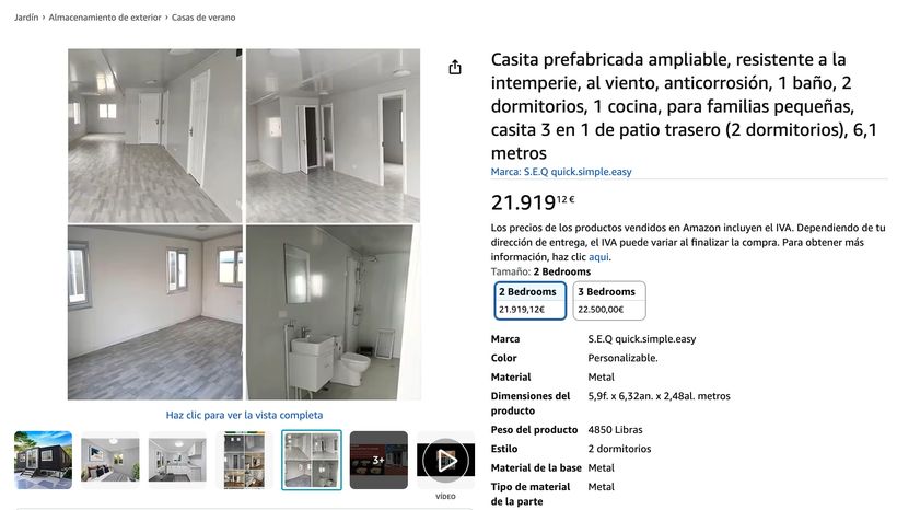 Casa prefabricada a la venta en Amazon
