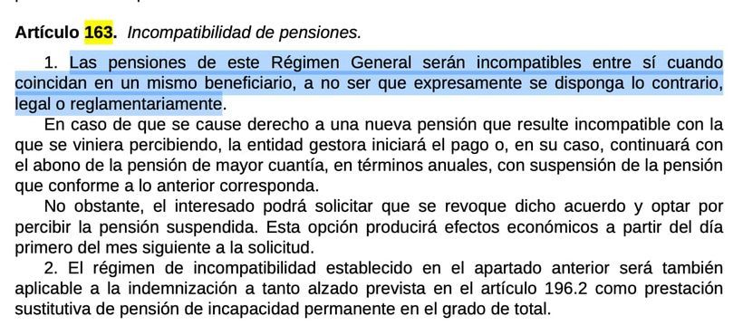 Artículo 163 de la Ley General de la Seguridad Social