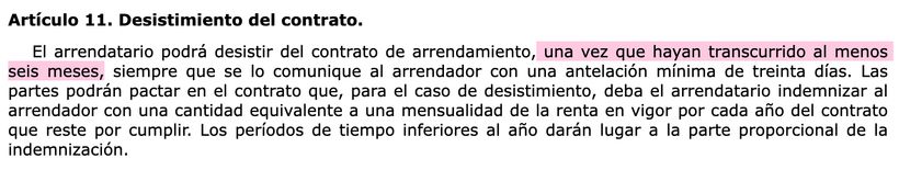 Artículo 11 de la LAU | BOE