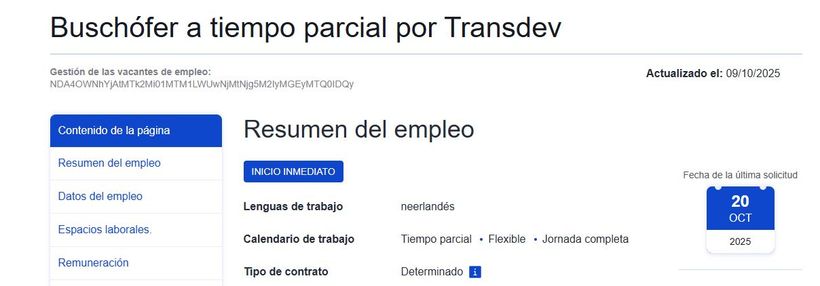 captura de la oferta de empleo con transdev