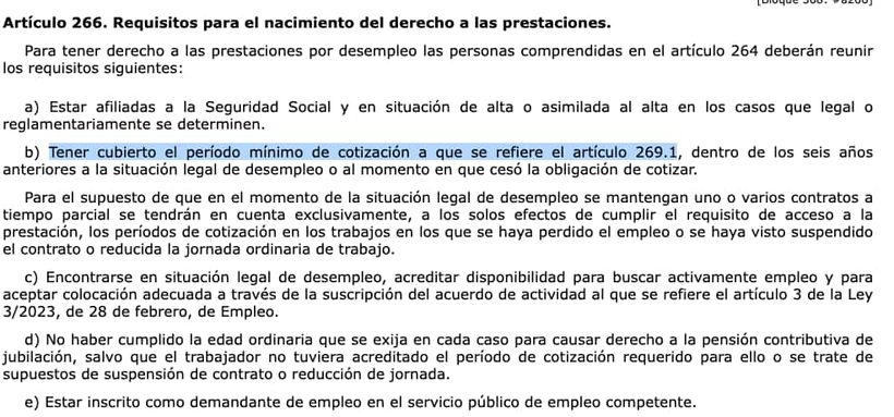 Artículo 266 de la Ley General de la Seguridad Social