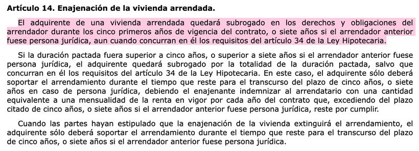 Artículo 14 de la LAU