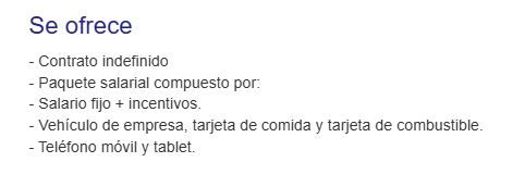 captura condiciones empleo de comercial en Burgos