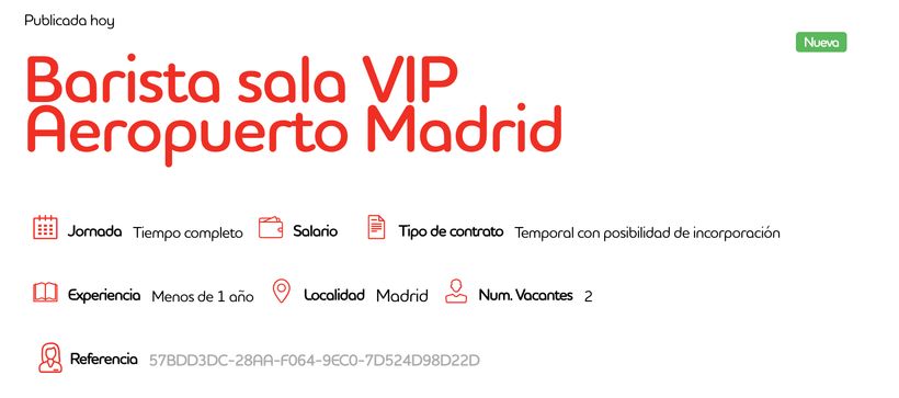 Oferta de empleo baristas de Adecco