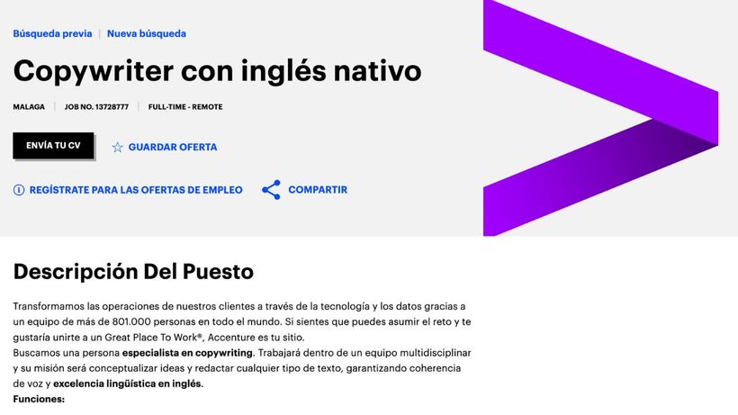 captura de pantalla portal de empleo de Accenture