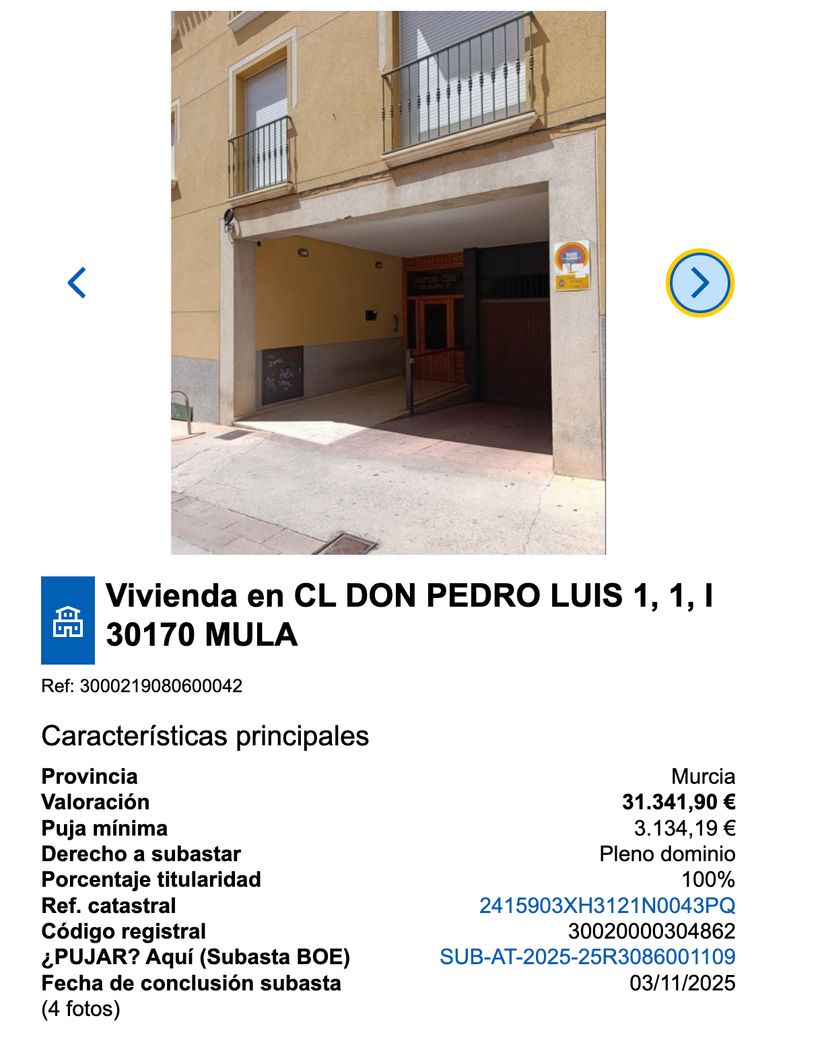 Vivienda en subasta de Hacienda en Mula, Murcia