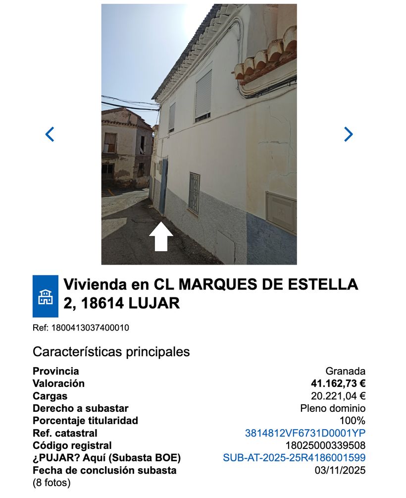 Vivienda en subasta de Hacienda en Lujar, Granada