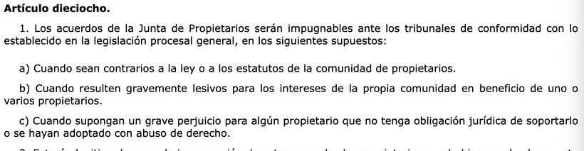 Artículo 18.1 de la LPH | BOE