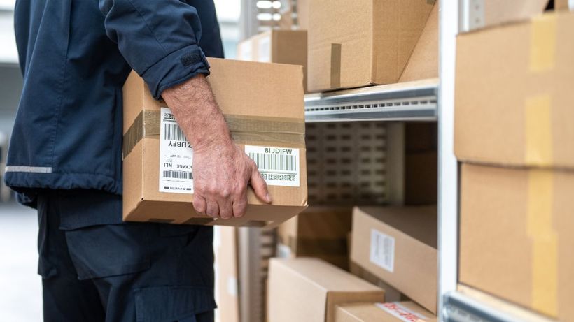 Repartidor entregando un paquete