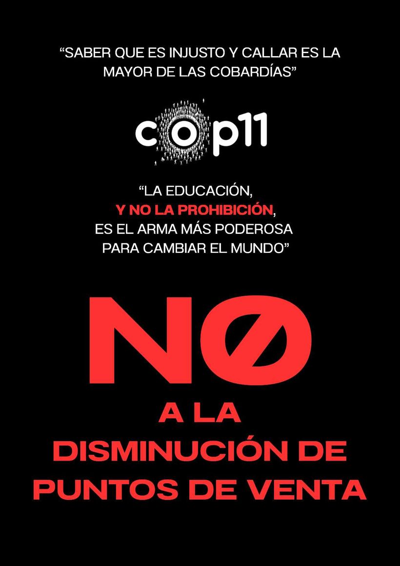 Cartel “No a la disminución de puntos de venta”