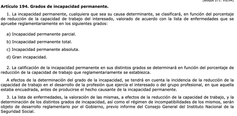 Artículo 194 de la Ley General de la Seguridad Social