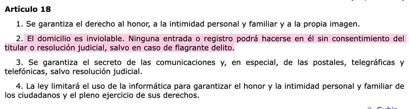 Artículo 18 Constitución Española
