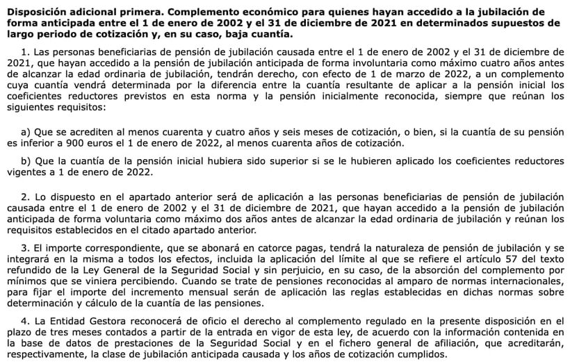Jubilación Anticipada Ley 21/2021
