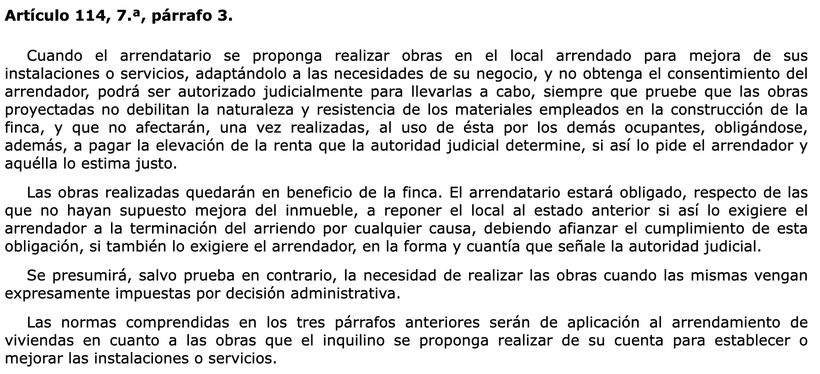 artículo 114.7 de la Ley de Arrendamientos Urbanos de 1964