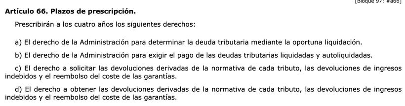 Artículo 66 de la Ley General Tributaria