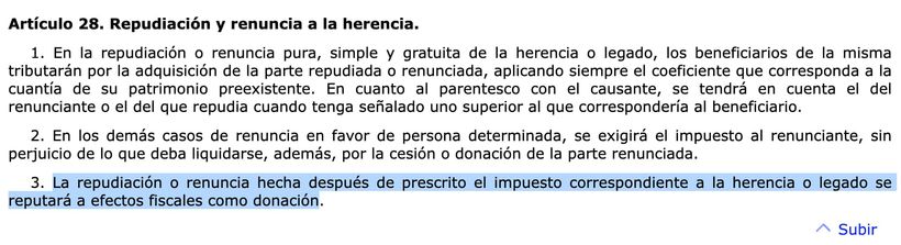 Artículo 28.3 de la Ley de Impuesto sobre Sucesiones y Donaciones