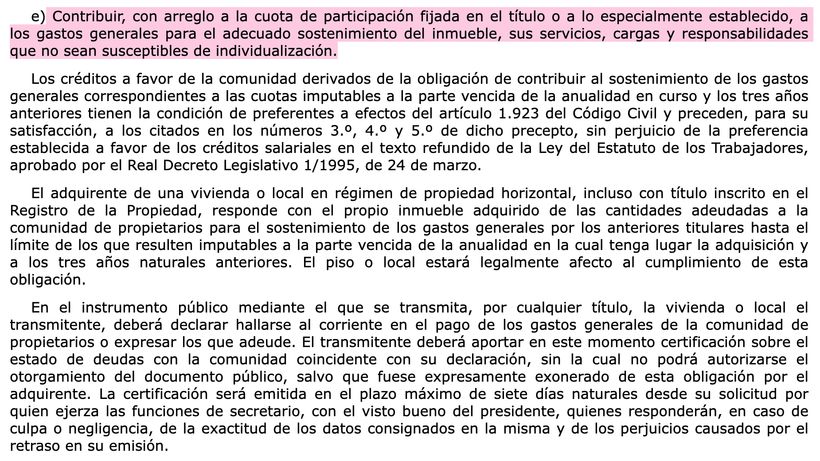Artículo 9.1.e de la Ley de Propiedad Horizontal