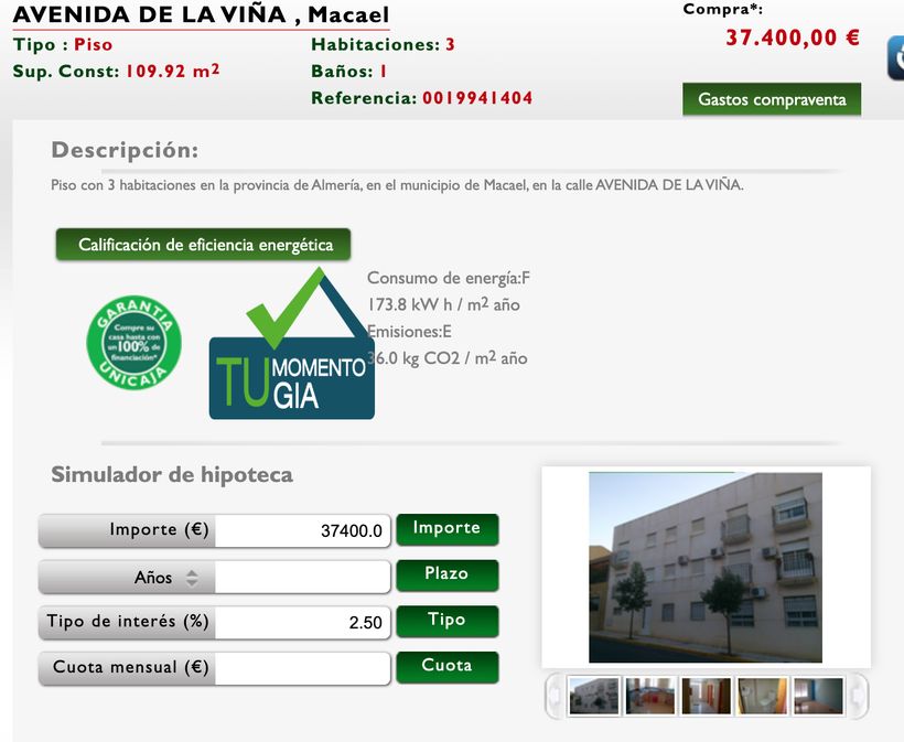 Anuncio del piso a la venta de Unicaja