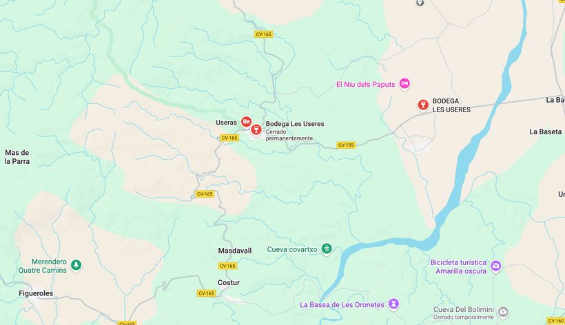 Ubicación de la vivienda en subasta en Les Useres (Castellón) | Google Maps