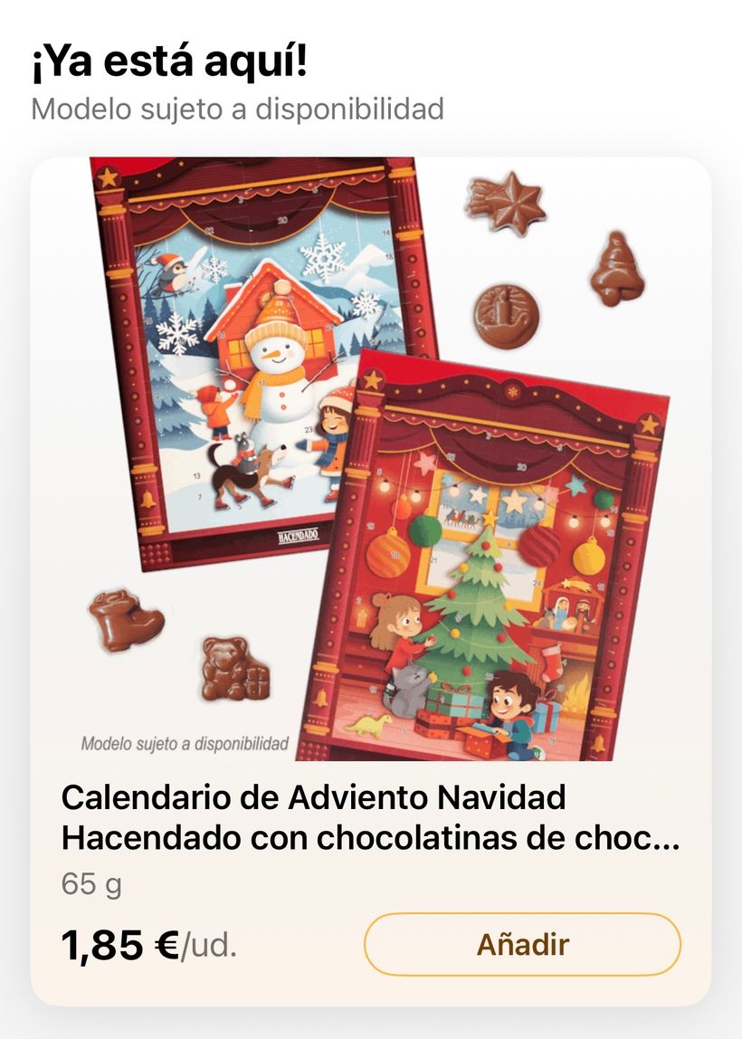 ya esta aqui calendario adviento mercadona