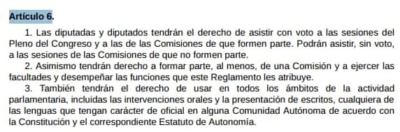 Artículo 6 del Reglamento del Congreso de los Diputados