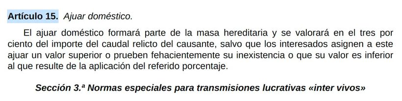 Artículo 15 del Impuesto de Sucesiones y Donación