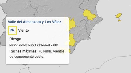 mapa con explicacion de rachas de viento
