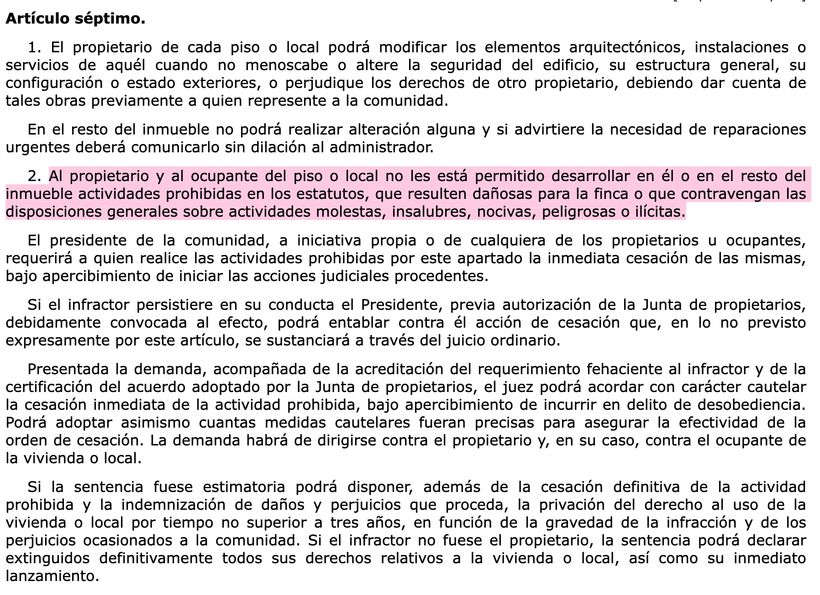 Artículo 7.2 de la Ley de Propiedad horizontal