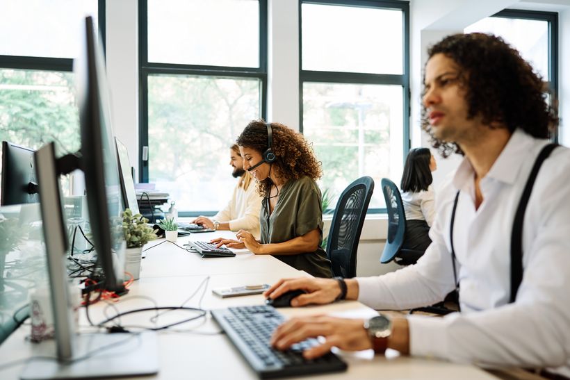 Trabajadores de un call center
