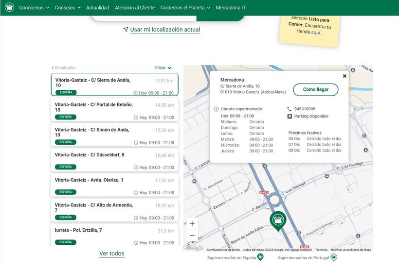 captura del horario de emrcadona en algunos lugares del pais vasco