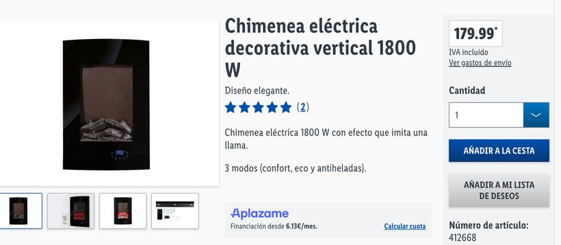 Chimenea eléctrica Lidl