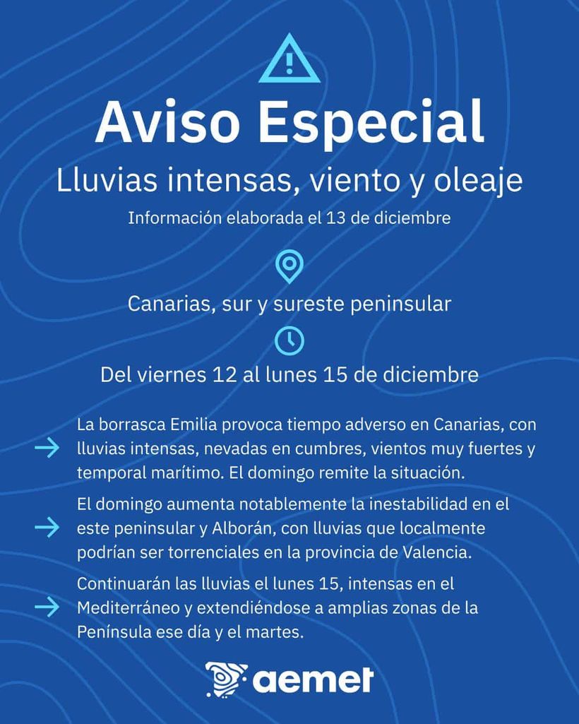 Aviso especial del AEMET