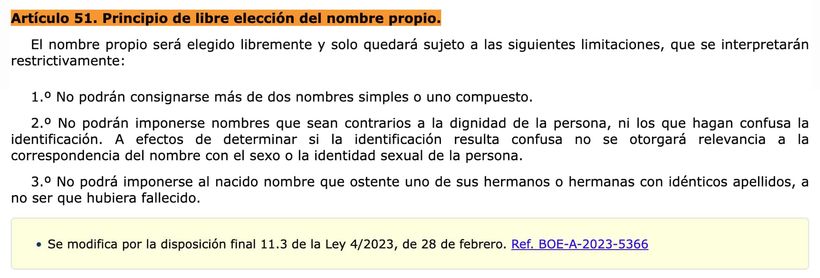 Artículo 51 de la Ley de Registro Civil