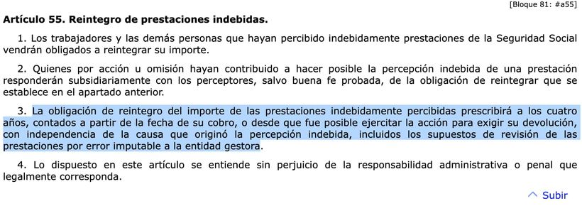 artículo 55.3 de la Ley General de la Seguridad Social