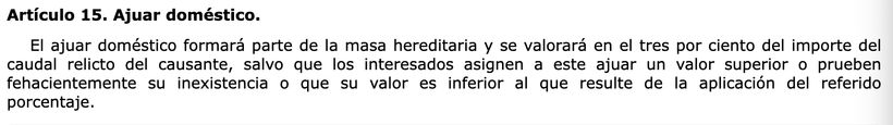 Artículo 15 de la Ley del Impuesto sobre Sucesiones