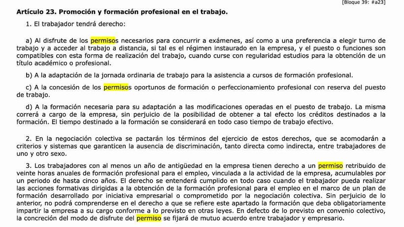 Artículo 23 del Estatuto de los Trabajadores