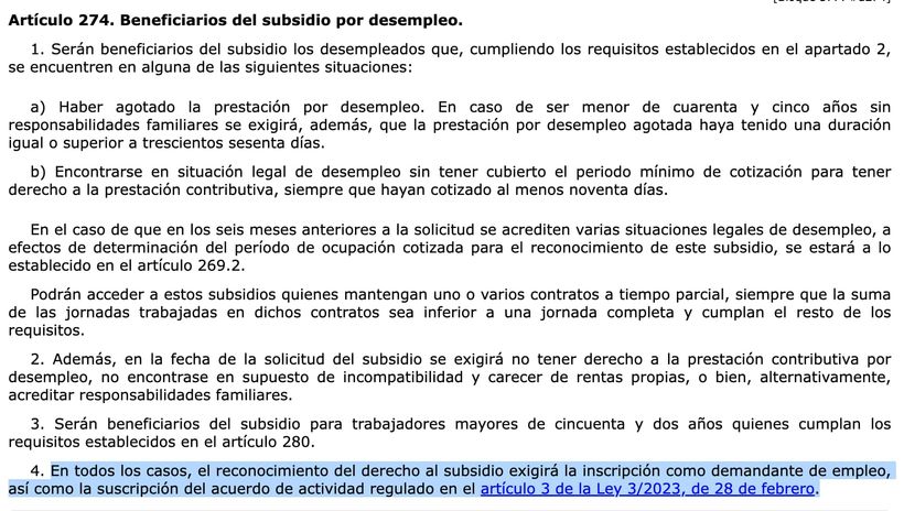 Artículo 274 de la Ley General de la Seguridad Social