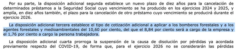 Cotización adicional Bomberos y agentes forestales