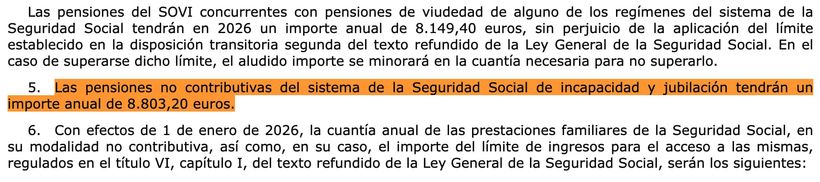 Pensiones no contributivas del Real Decreto-ley 16/2025
