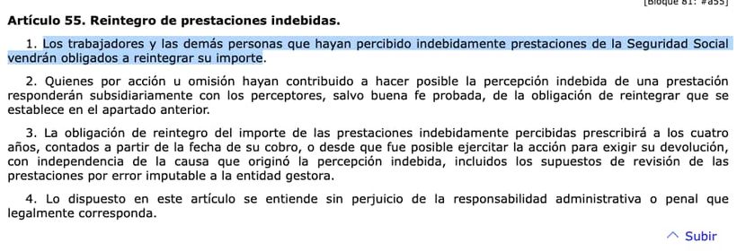 Artículo 55 de la Ley General de la Seguridad Social
