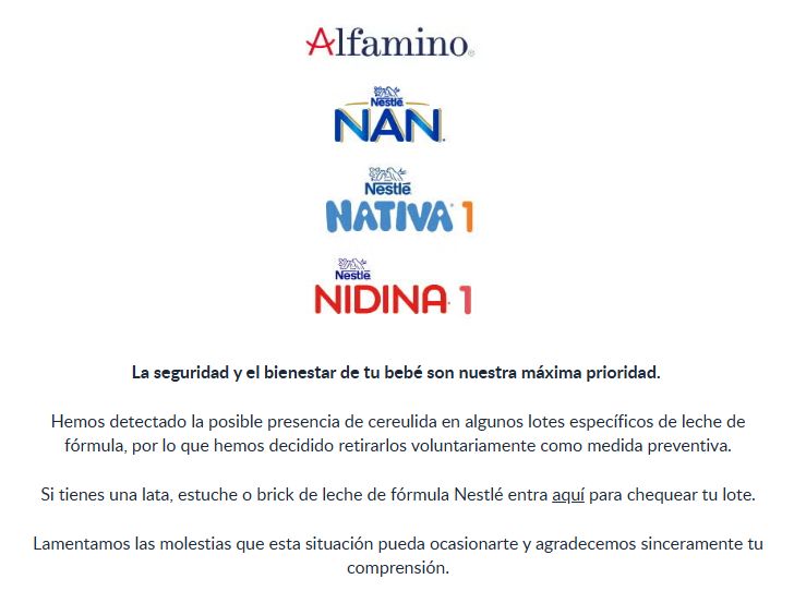 Nestlé retira producto