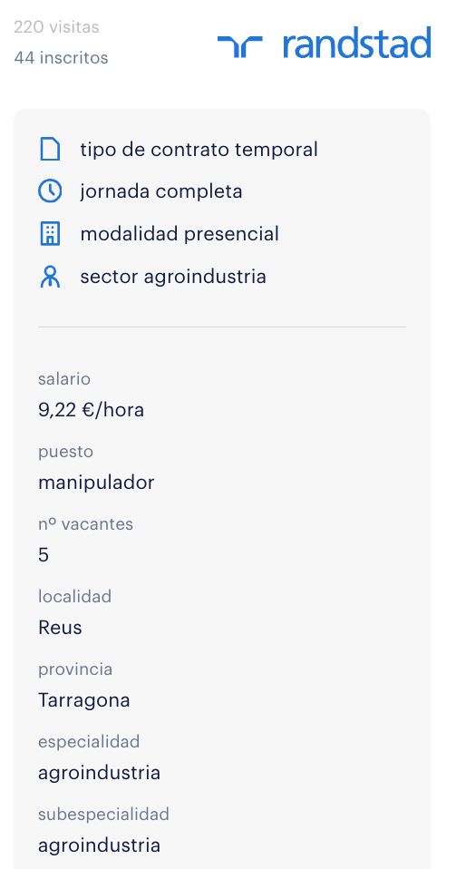 Bolsa empleo operarios