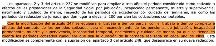 Cotización de parcialidad del Real Decreto 2/2023