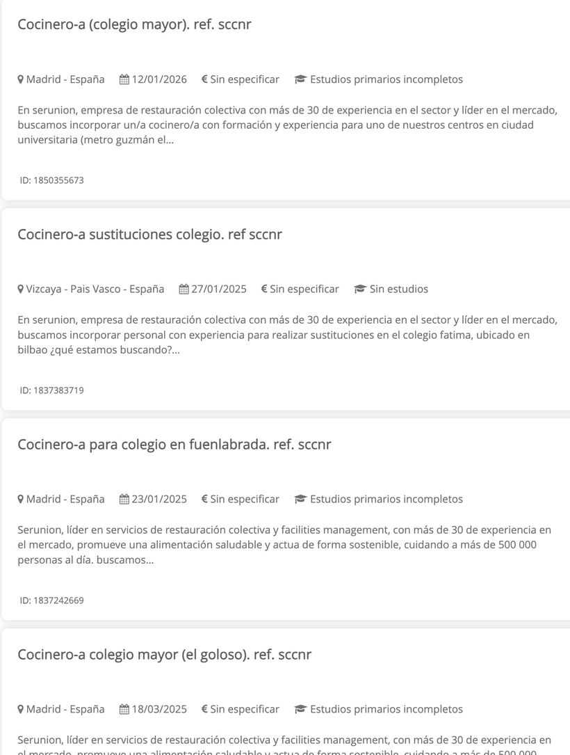Varias vacantes para trabajar de cocinero
