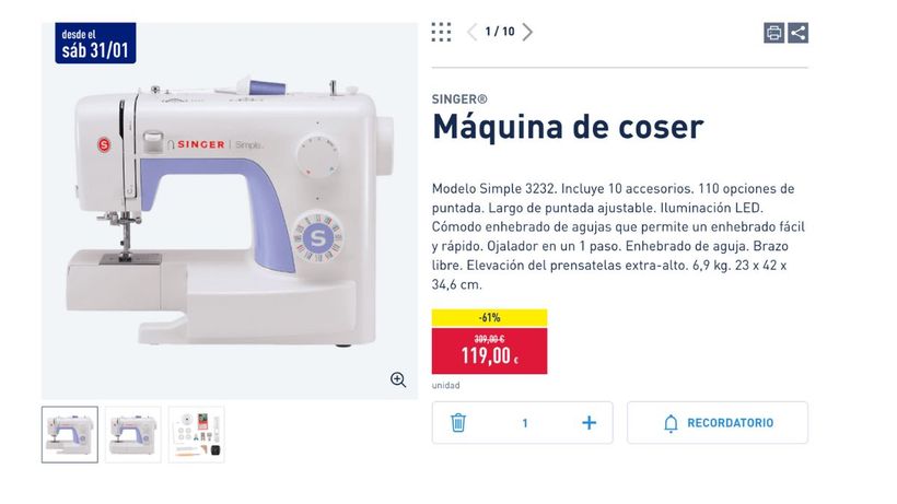máquina de coser Singer