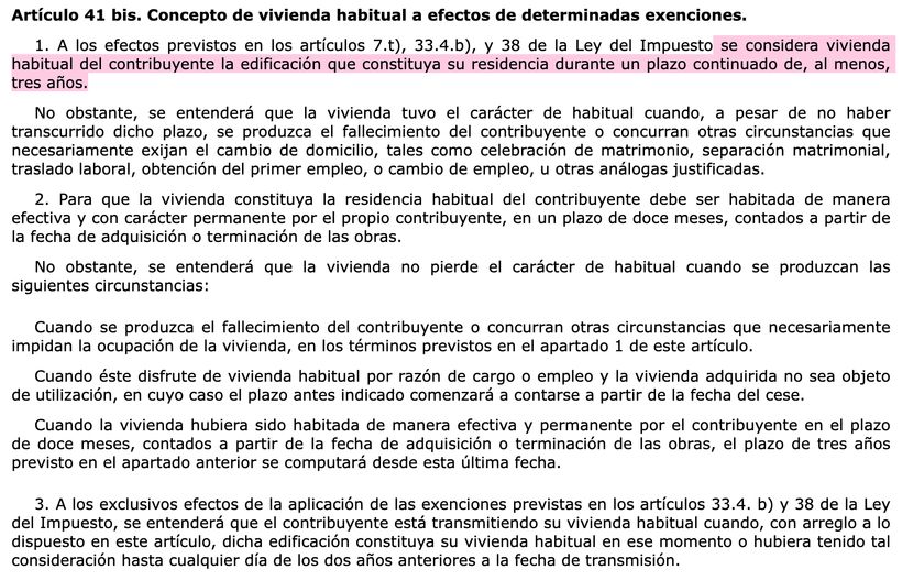 Artículo 41 bis del RIRPF | BOE 