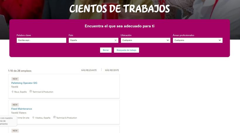 captura del portal de empleo