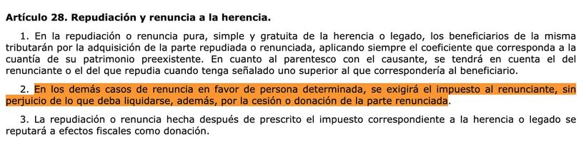 Artículo 28 del Impuesto sobre Sucesiones y Donaciones